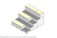AudiTEAM-katsomo muuttaa tilan yhteisölliseksi ja monikäyttöiseksi. Katsomossa on portaittain rakentuva moduulirakenne.