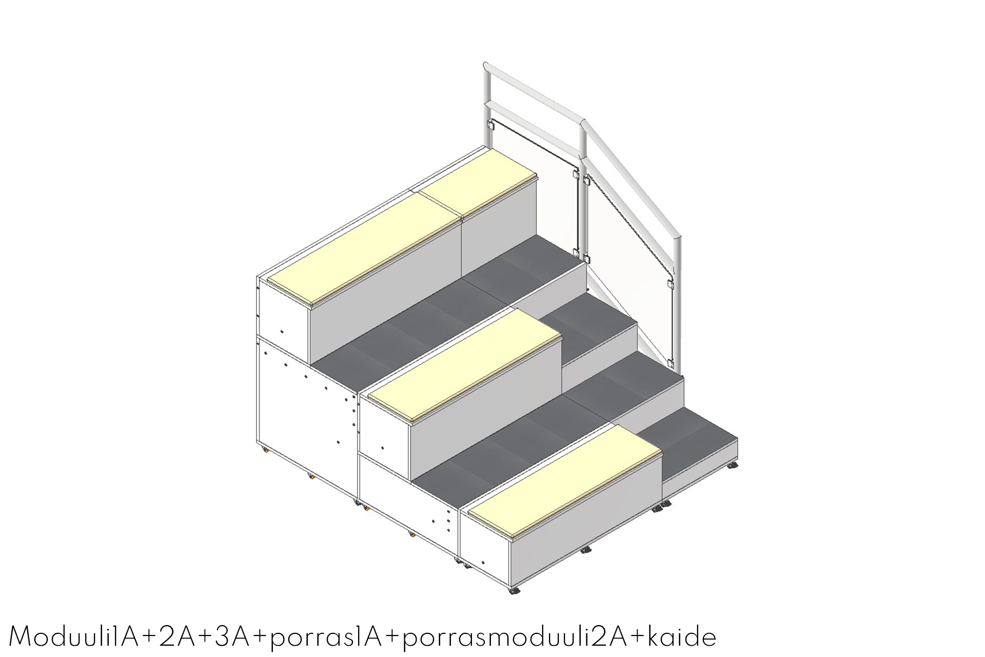 AudiTEAM-katsomo muuttaa tilan yhteisölliseksi ja monikäyttöiseksi. Katsomossa on portaittain rakentuva moduulirakenne.