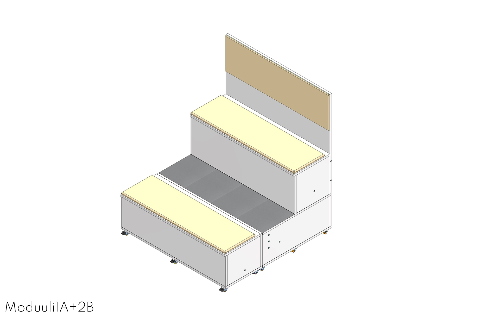 AudiTEAM-katsomo muuttaa tilan yhteisölliseksi ja monikäyttöiseksi. Katsomossa on portaittain rakentuva moduulirakenne.