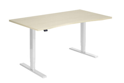 Sähköpöytä_muotokansi_140x80cm_2 Sähköpöydän muotokansi on kestävää melamiinia, joka on valmistettu turvallisesta E1-luokan levymateriaalista. Kannen väriksi voi valita valkoisen tai koivuisen melamiinin, jalustan väriksi valkoisen, harmaan tai mustan.